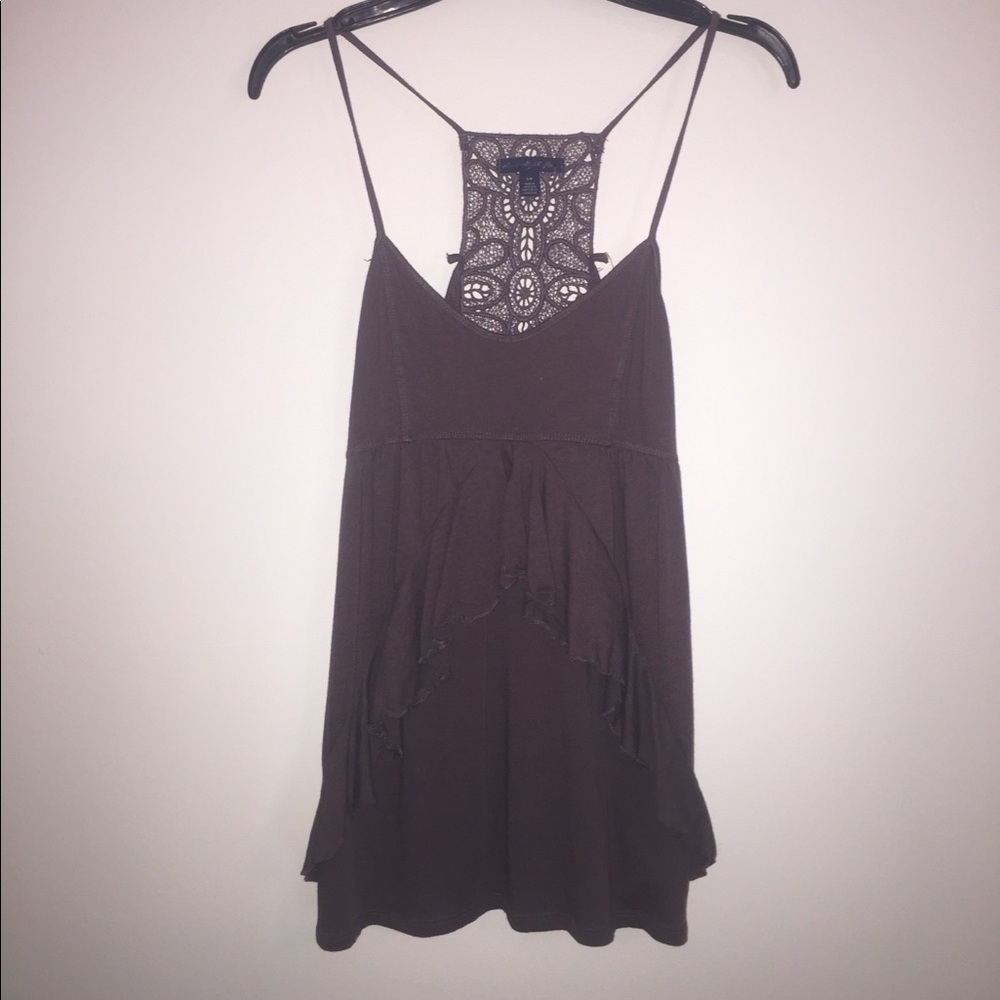 Tank Top with Ruffle and Lace Back